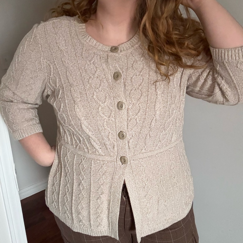 CJ Banks Knit Button Up Top